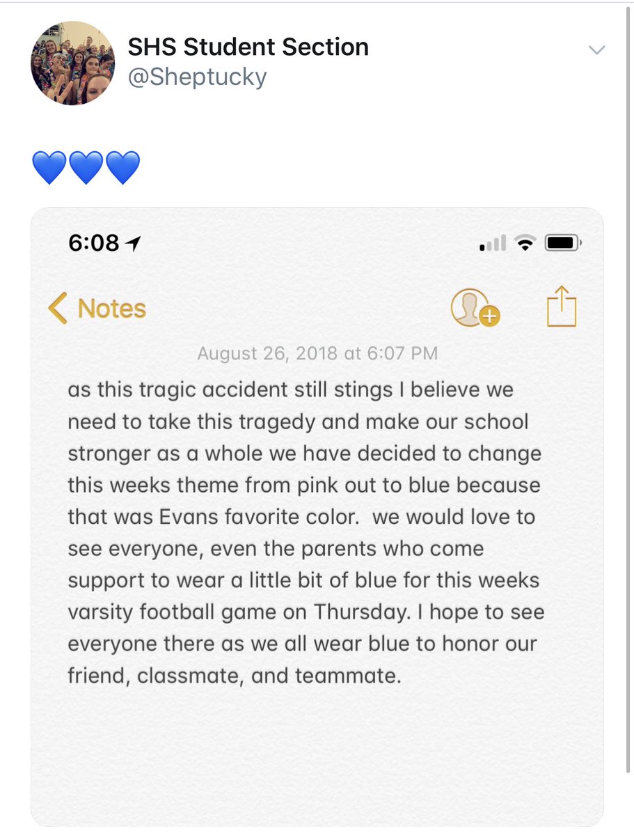 In addition to having a “blue-out” to honor Evan, cheer will be handing out a blue ribbon to everyone at the dont gate where you pay. Be sure to get your ribbon and wear it for Evan 💙