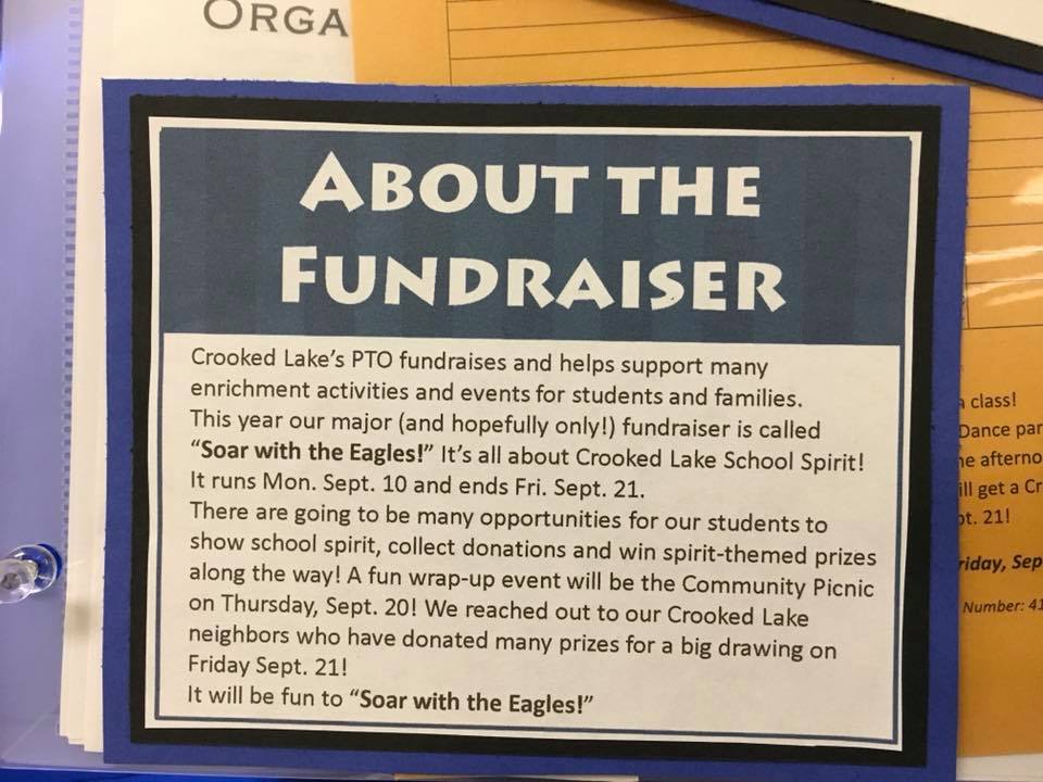 CrookedLakePTO's tweet photo. We’re excited to provide some early info about Crooked Lake’s Major Fall Fundraiser! Feeling so grateful to CLS Parents and Teachers who dove in with both feet to make this happen and Admins who supported this “different” approach wholeheartedly. We love the #CLSGreats! https://t.co/eIdgANt8ih