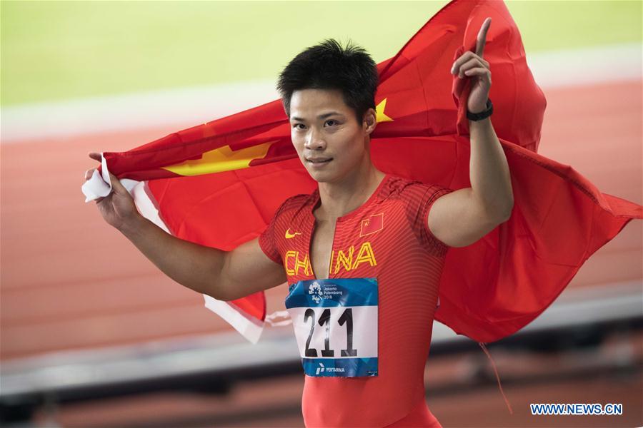 hzmarathon's tweet photo. The king of speed,Su Bingtian from China, won the gold in 100m final of 2018 #AsianGames with new race record-9.92s. https://t.co/dmPToslSly