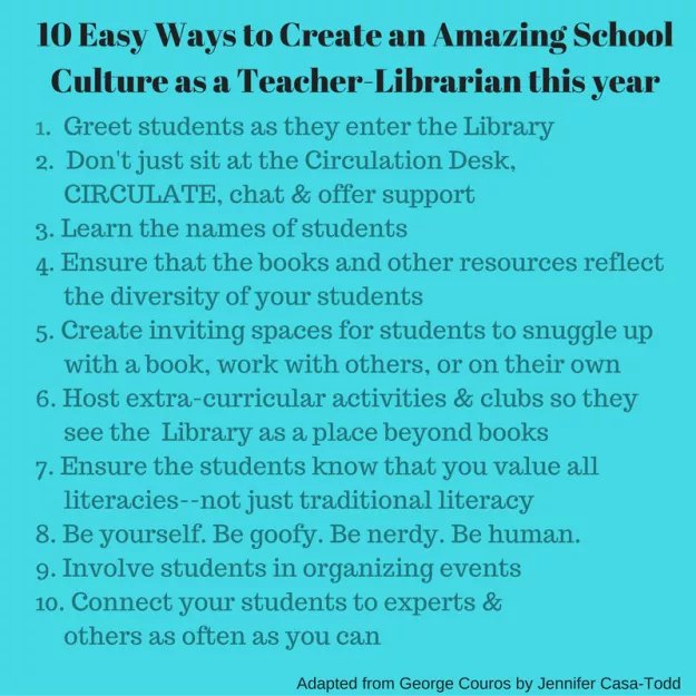 JCasaTodd's tweet photo. I made this list as I was just starting out in my role as T-L. I think it still holds true today. Thanks, @gcouros for the inspiration! https://t.co/ZbymIt4uwV