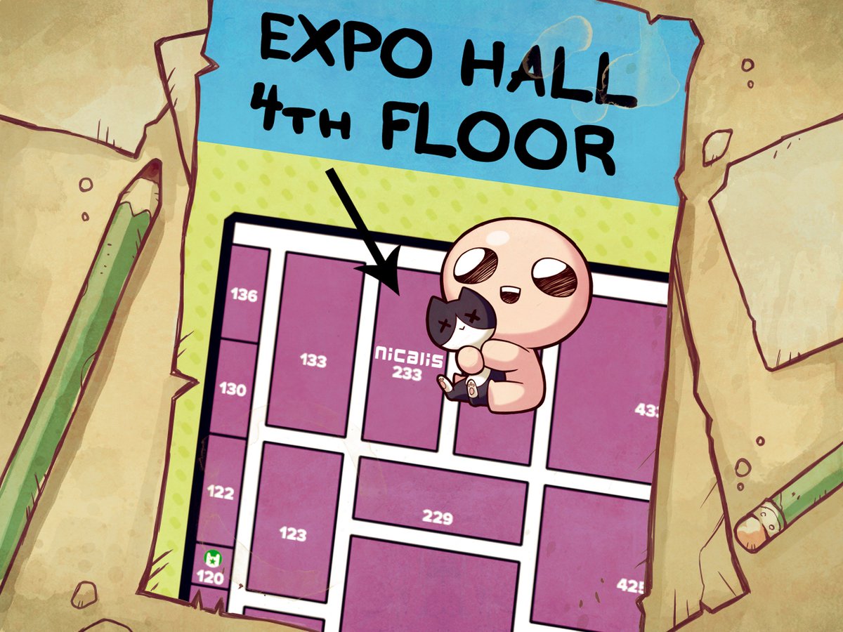 Isaac and Guppy are going to #PAXWest2018! Can you find them on this map? Come take a photo with them!