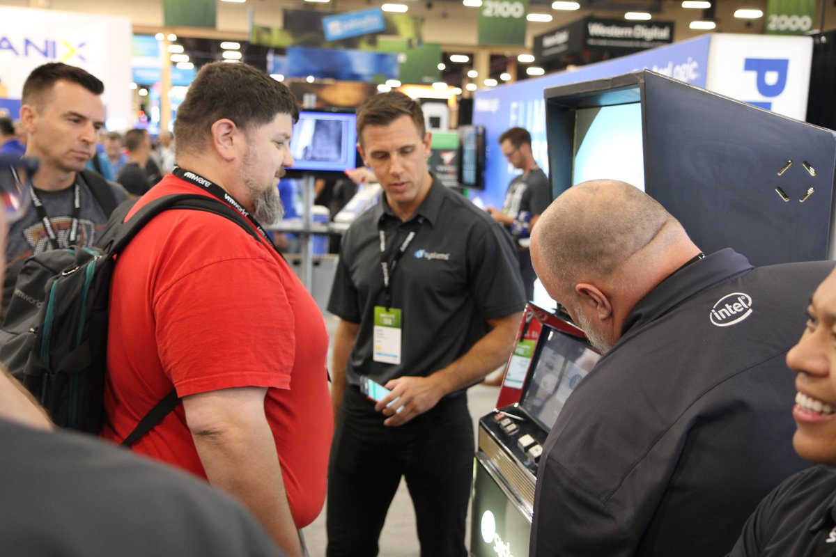 iXsystems's tweet photo. Come and try your luck on our slot machine at our booth #2224 at @VMworld 2018! One lucky attendee was able to hit the jackpot and we were lucky enough to get our staff member's reactions. #VMworld #OpenSource #TrueNAS #FreeNAS #iXMag #iXsystems https://t.co/m7h6SWNzgI