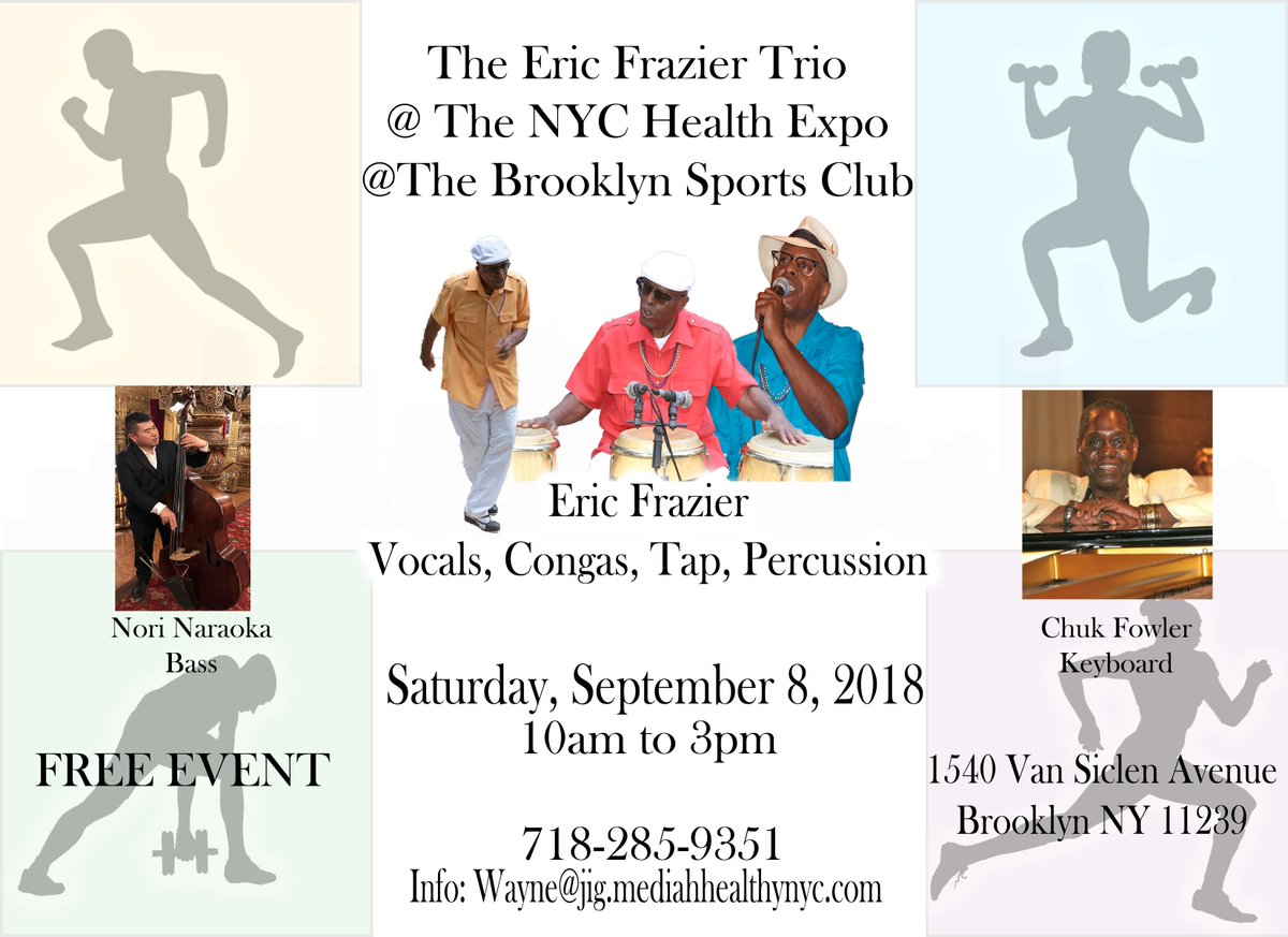 EricJaznest's tweet photo. Join us @ the NYC Health Expo in Brooklyn NY! @brooklynsportsclub
#health #healtandwellness #wellness #thingstodo #Brooklyn #Brooklynny #thingstodoinbrooklyn #ericfrazier #ericfrazierproduction
#jazz #music https://t.co/aisKTiimGW