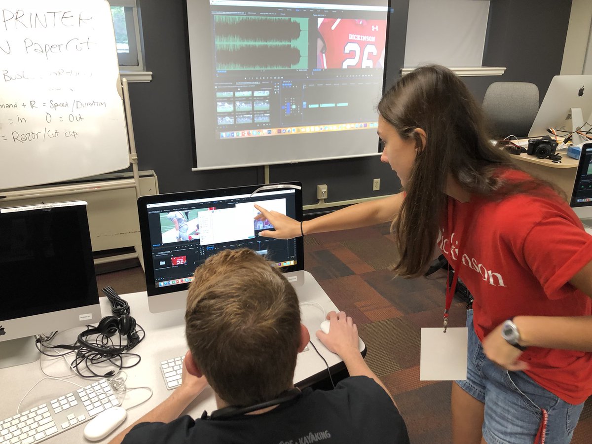 DsonRedDevils's tweet photo. Productive Day 1 of @RDVLSsportsnet Pre-O 🔥 Welcome to #Dson2022 RDSN students Caroline, Sasha, Julie, Tres, Luke, Jack, and Sam - learning basics of sport multimedia and marketing! Thanks to @DCFieldHockey and @DCRedDevilFB for teaming up with us #DsonPhotos #DsonProud #WhyD3 https://t.co/Wnn0BafzC0