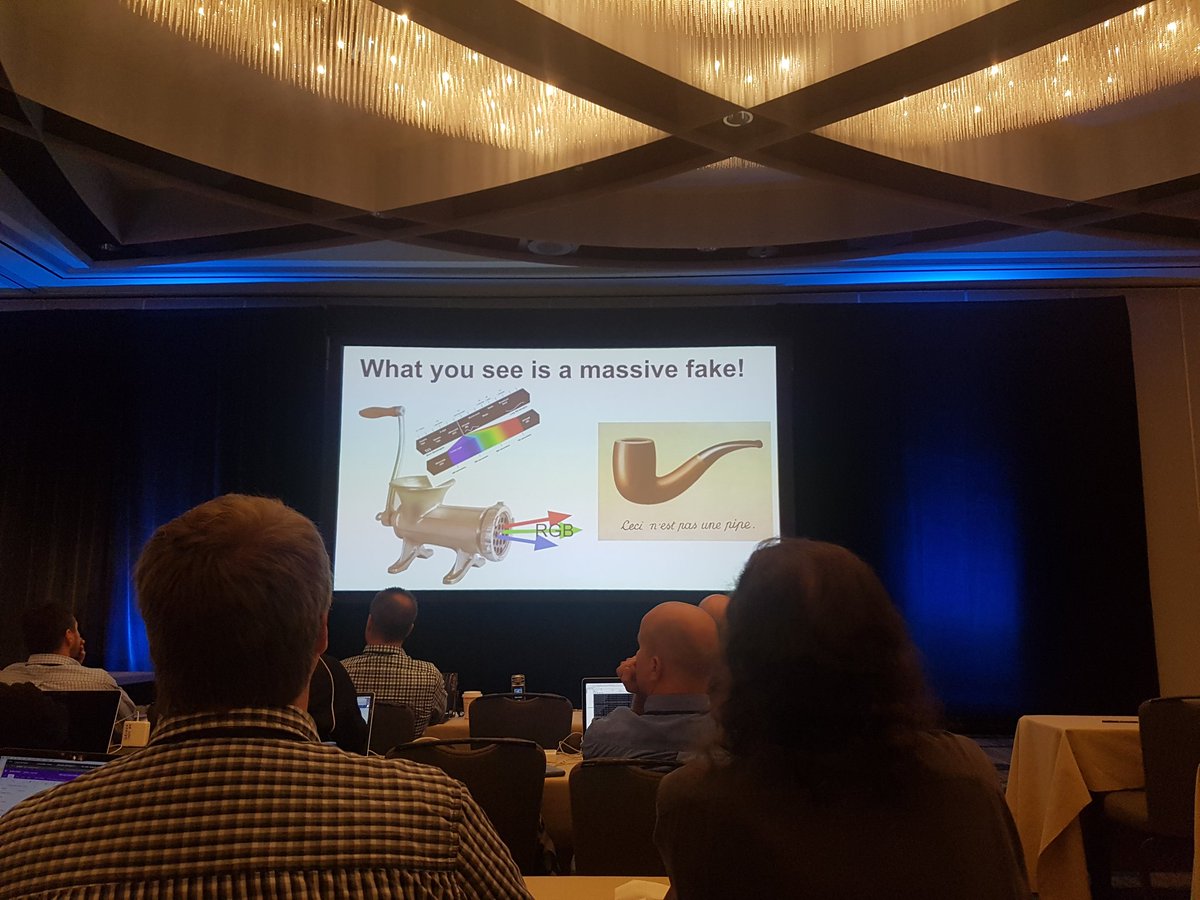 RobertoKPax's tweet photo. Charla "Sensors >> Cameras" de @kscottz en #PyImageConf. Most sensors systems have been developed by humans for humans. Más allá del espacio RGB @PyImageSearch #Machinelearning #computervision https://t.co/w05ZdaARDM