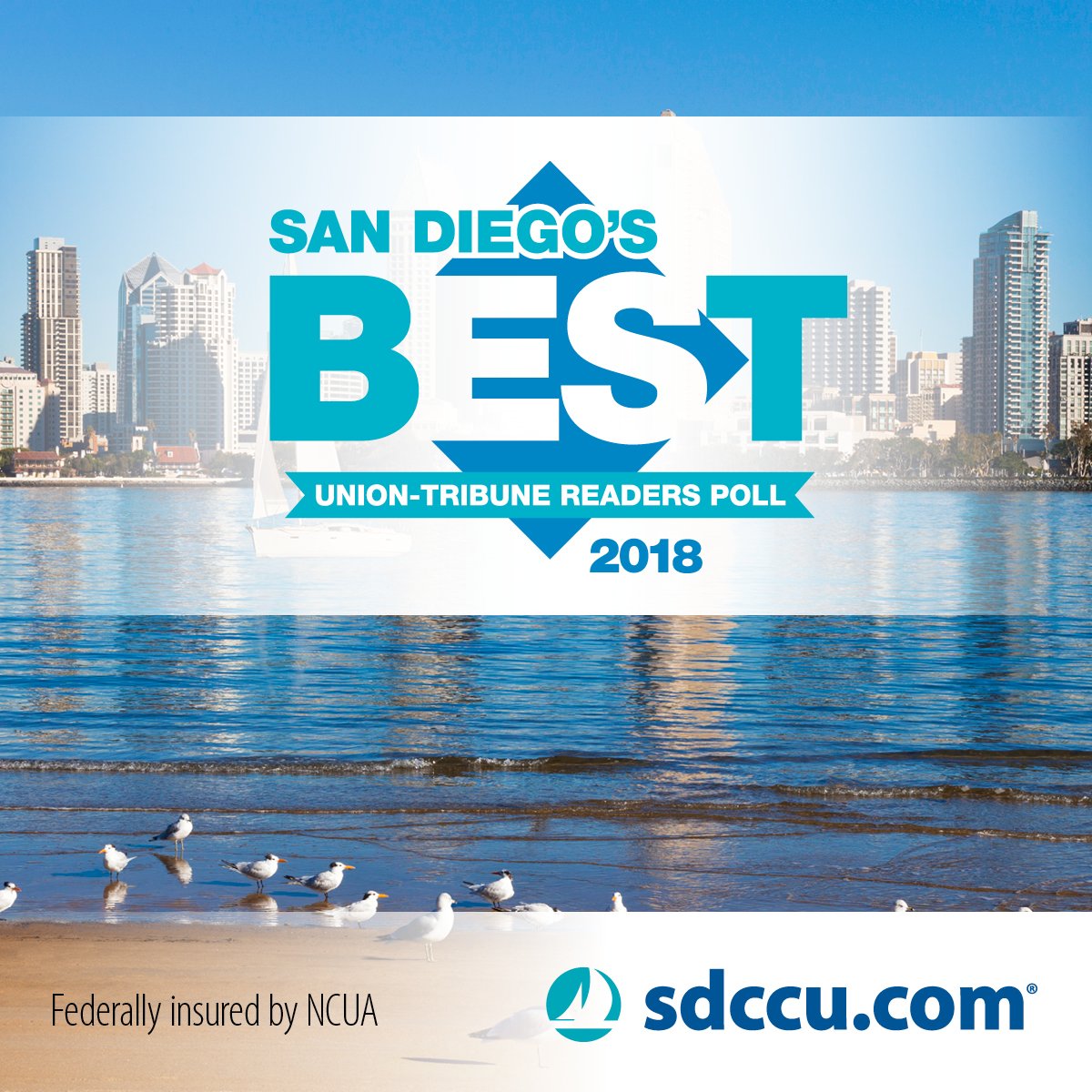 sdccu's tweet photo. It’s official! SDCCU has been voted BEST Credit Union in the @sdut Readers Poll for the 19th year! Thank you San Diego for voting SDCCU!
#sdbestpoll #sdbest #bestcreditunion https://t.co/G41A1KDFsI