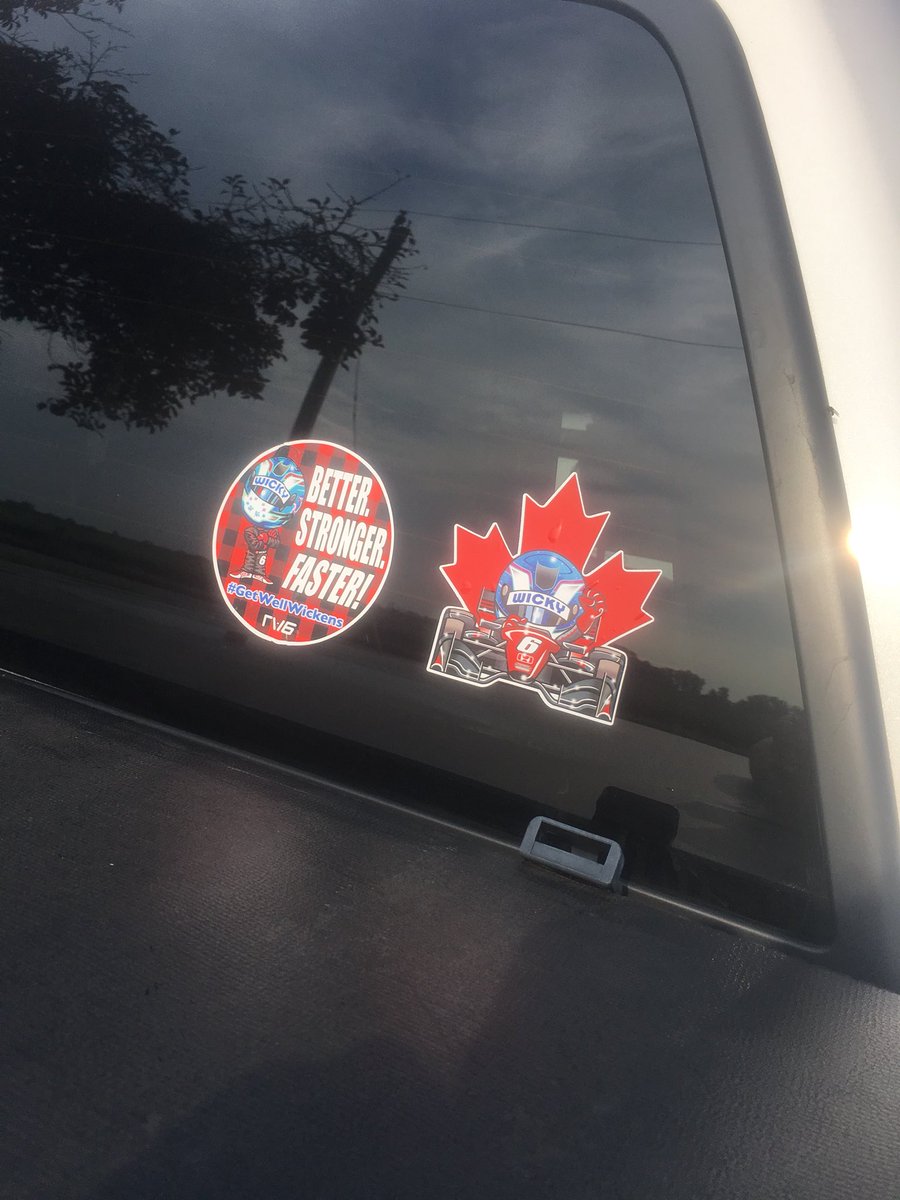 SharnaSquad's tweet photo. Supporting #TheEhTeam 🇨🇦 Love my new stickers for my favourite guys @Hinchtown and @robertwickens ❤️❤️ #GetWellWickens @SPMIndyCar @IndyCar @TOMotorsports #Hinch #Wicky https://t.co/FHUX66zxrX