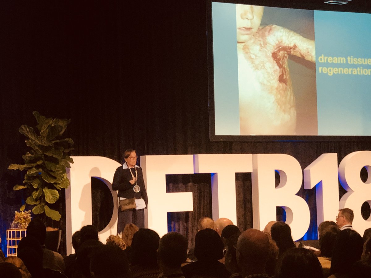 TessaRDavis's tweet photo. If you cool a burn for 15 minutes within 1 hour of the burn, you will reduce the damage by 80%.

The legendary Fiona Wood at #DFTB18 https://t.co/1zMBQlgSLc