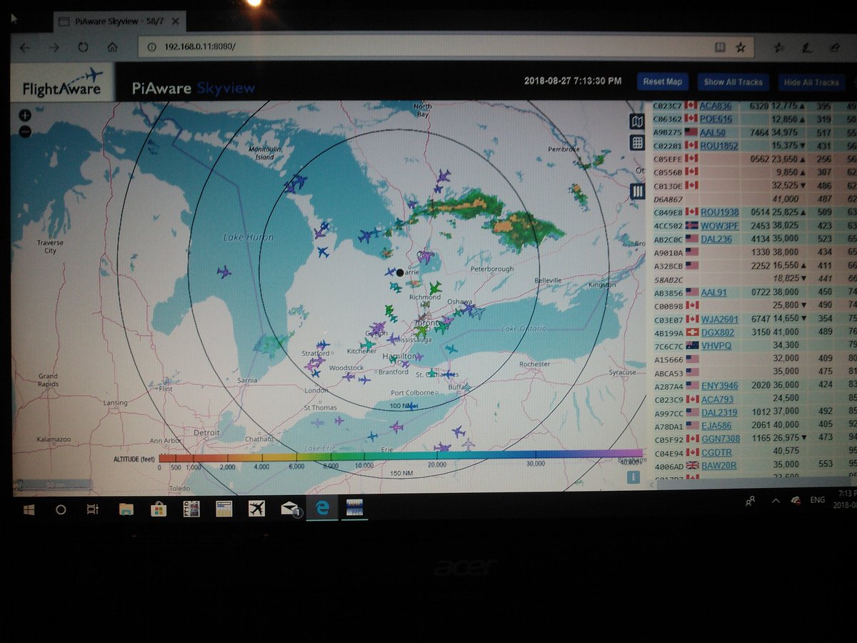 VE3ELL's tweet image. Busy airways seen at my location using #piaware