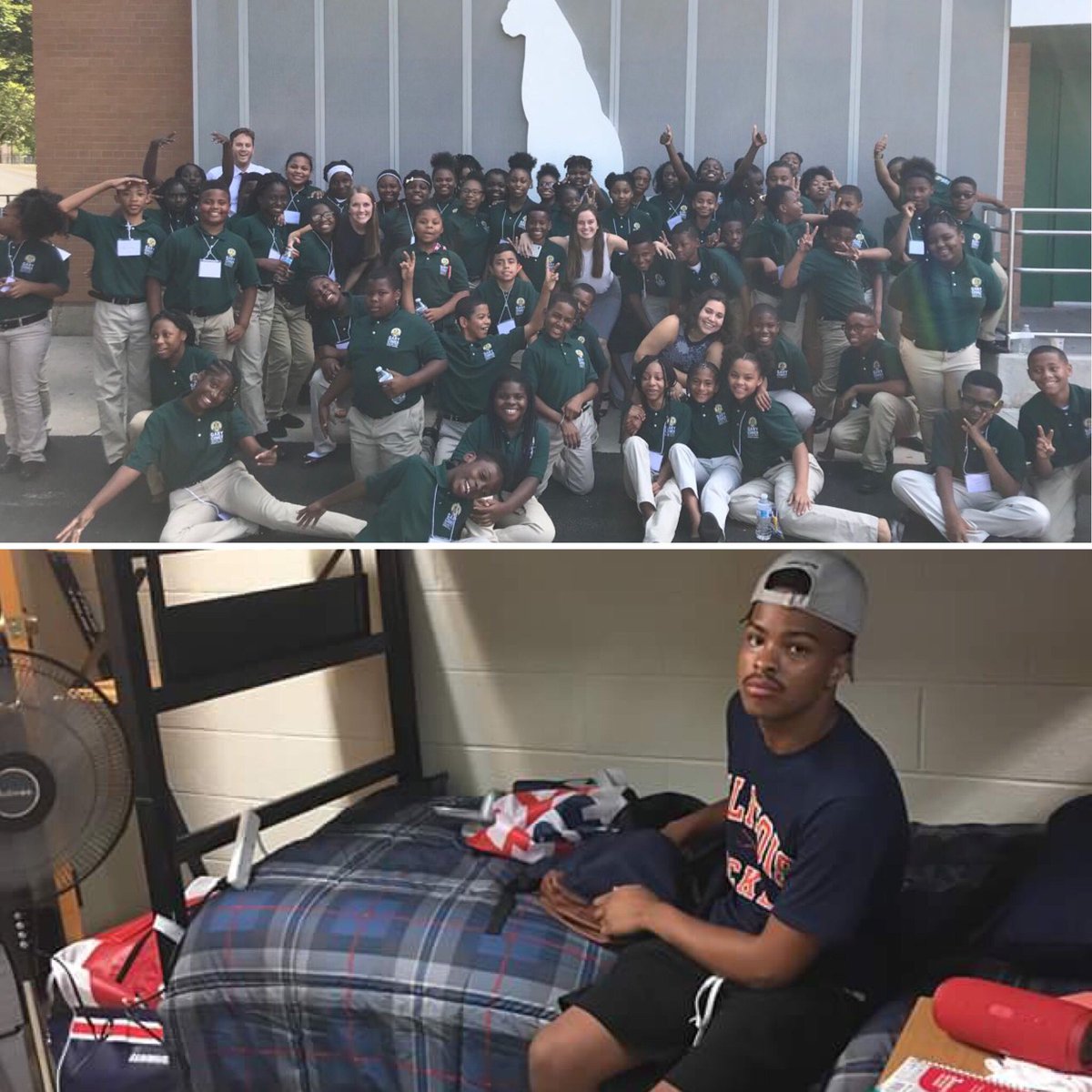 BeNobleGCMS's tweet photo. While our 7/8 graders were having their 1st day, our alum from the founding class (Jalen W) started his 1st day of college! @uofiadmissions @BeNobleSchools @BeNobleAdvocacy #ComertoCollege #CatamountForLife #BeNoble #CollegeBound #ChangingLives #Alumni #graduate #visioninaction https://t.co/HWHqAAWlEp