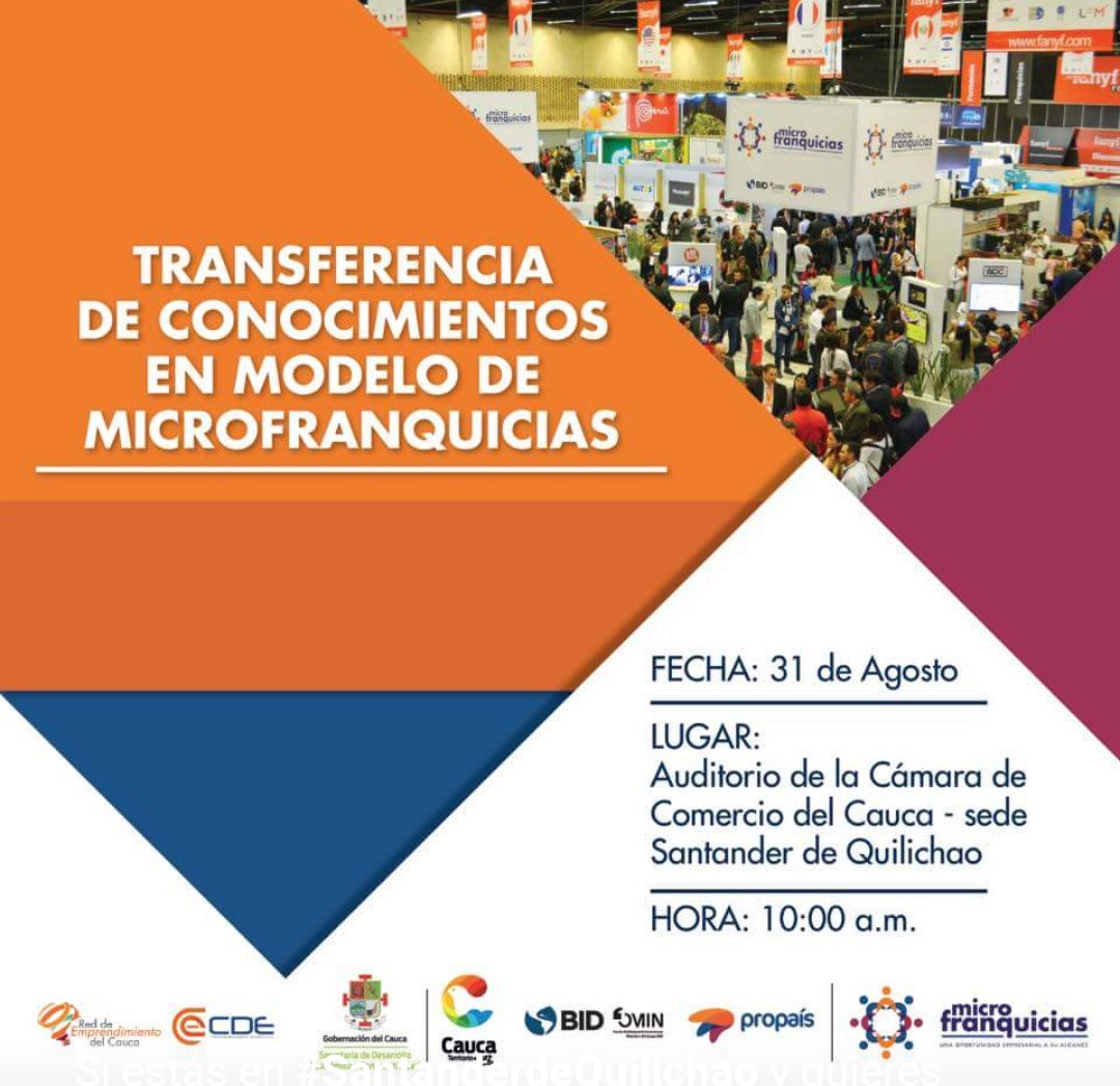 Xpansiva2's tweet photo. Si estás en #SantanderdeQuilichao y quieres conocer más sobre el modelo de #microfranquicias desarrollado por Banco Interamericano de Desarrollo      FOMIN y #PROPAÍS asiste a esta capacitación y del cual formamos parte como consultores.#Xpansiva. https://t.co/SE8yAwP6Ec