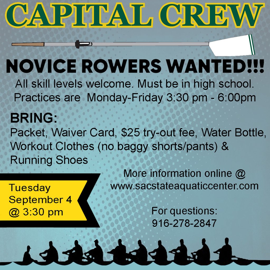 SacStateAC's tweet photo. Do you like the water? Do you want to make friends? Do you like sports that challenge you? Do you want to try something new?
If you answered yes to any of these questions, you should come check out our Capital Crew Novice Rowing team!
#iamasi #capitalcrew #lakelife #newtocrew https://t.co/vohy3J7ord