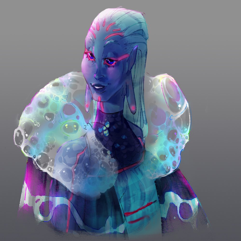 thought about a character with a ruff made of bubbles for a while, so i made a d&amp;d chara out of the idea! 