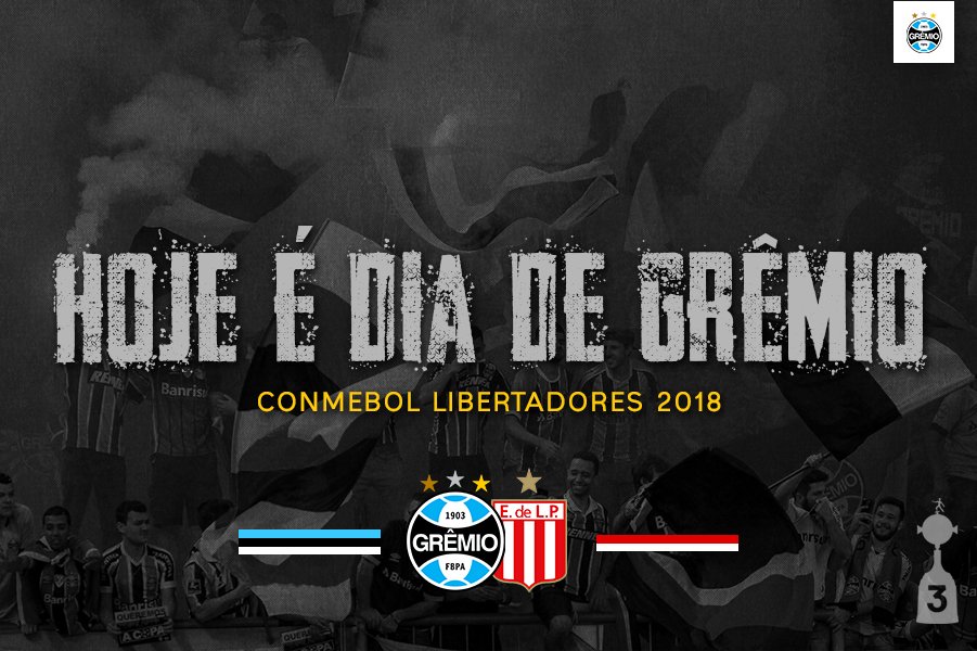 Gremio's tweet photo. 🇪🇪 HOJE É #DiaDeGrêmio 💪
🆚 Estudiantes
🏟️ Arena do Grêmio
⌚️ 21h45
🏆 #Libertadores2018
#⃣ #DonosDaAmérica

➡️ Informações: https://t.co/znQv3gsfKF https://t.co/TcPBCZWUBg