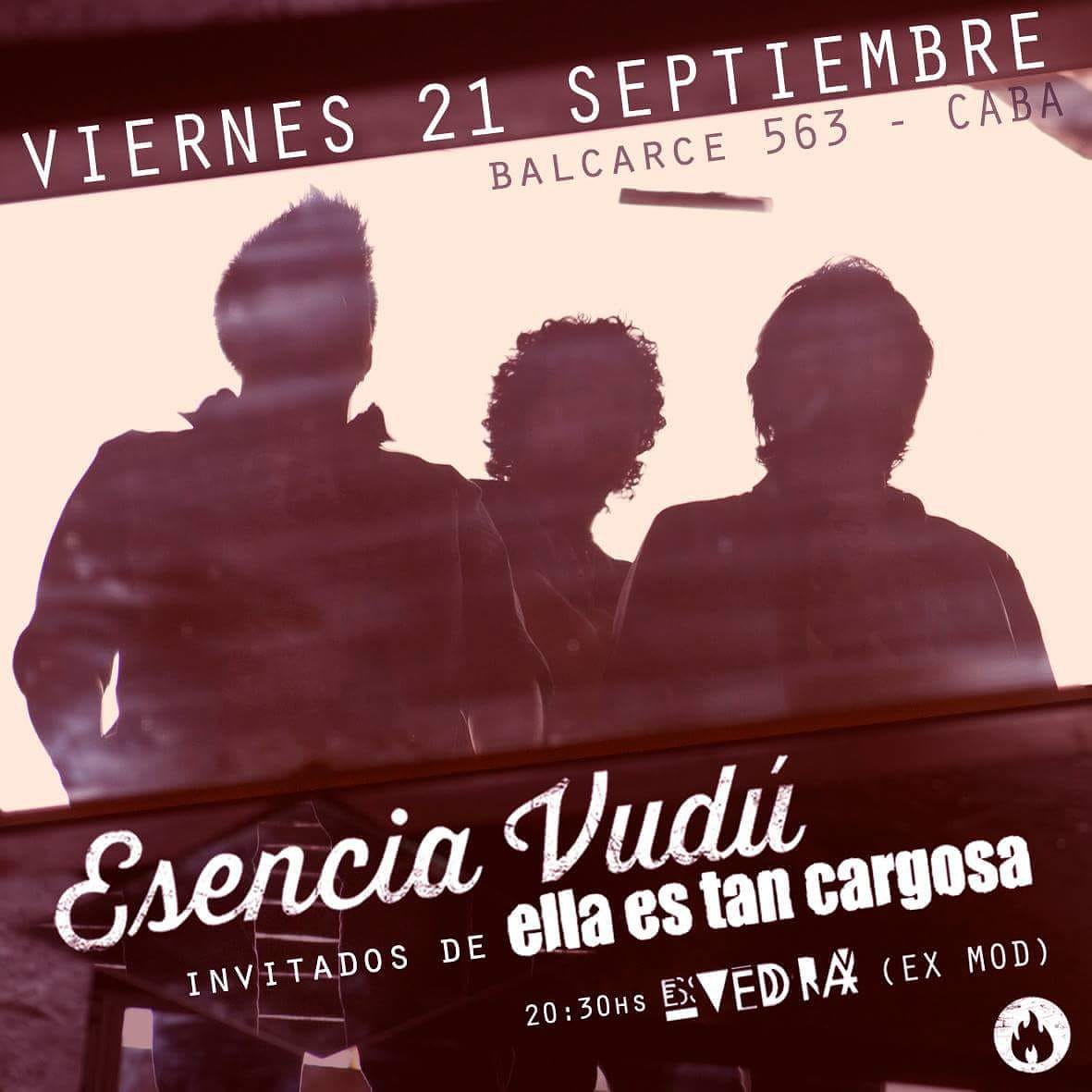 Viernes 21/09 <a href="/Esenciavudu/">Esencia Vudú</a> en MOD teloneando a Ella es tan cargosa!!!
Entradas por MD!!!