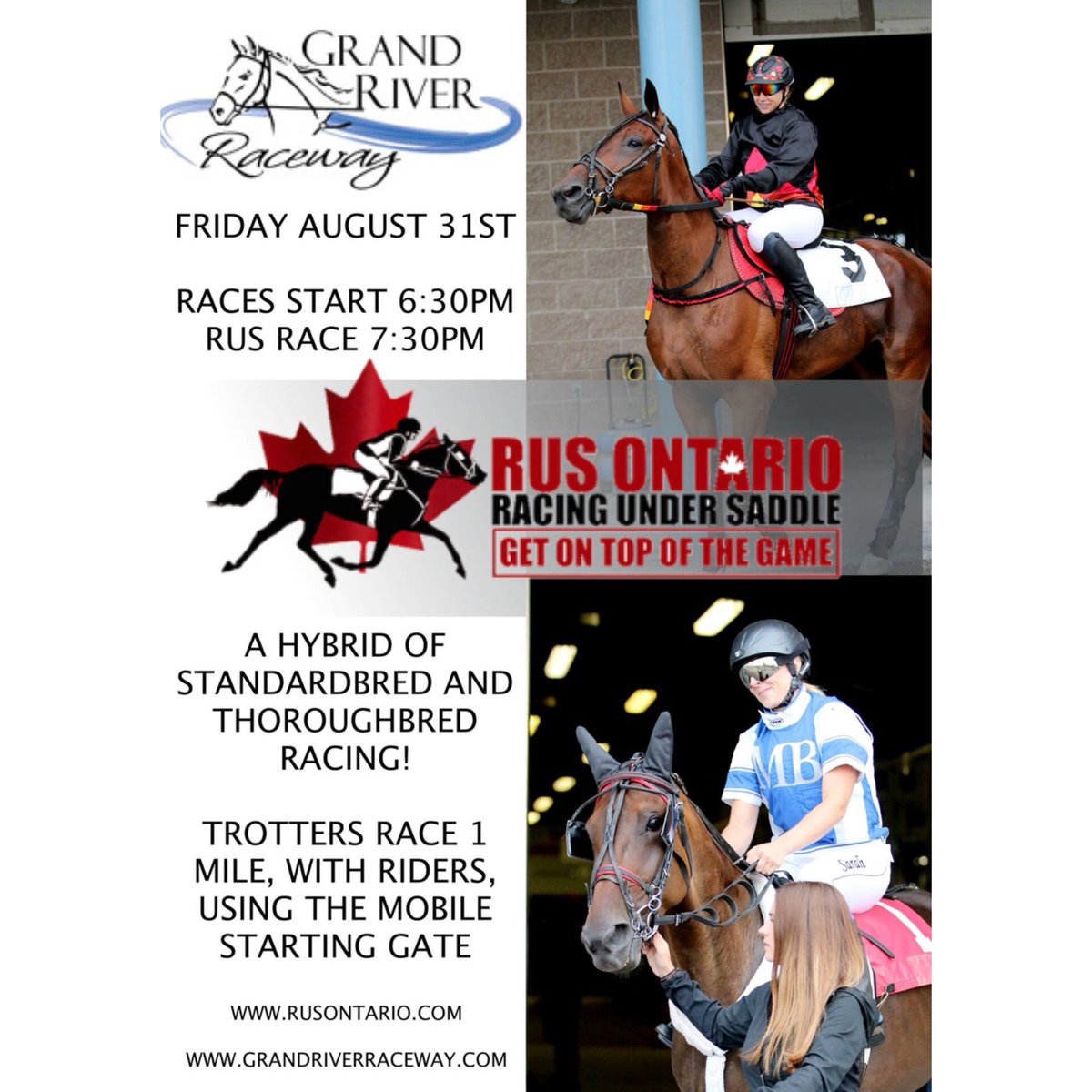 RUS_Ontario's tweet photo. Let RUS help you make your FRIDAY NIGHT plans this long weekend! @GrandRR #rus2018 #betRUS #racingundersaddle #standardbred #horserace #eloraontario @ONTRacing https://t.co/OrSFEkSXks