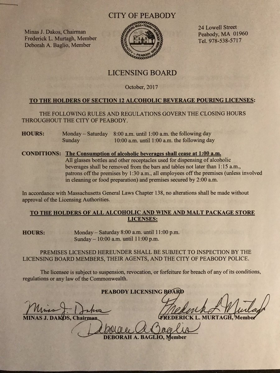 We received approval for our pouring license tonight! Huge thank you to <a href="/ConnellLaw/">John Connell</a>, Mann and Mann, <a href="/PeabodyMayor/">Mayor Bettencourt</a>, <a href="/CurtBells/">Curt B</a> , the licensing board, the building department and the entire <a href="/CityofPeabodyMA/">City of Peabody</a>! We’ll be pouring ECBC beers <a href="/Mills58/">Pam Mills</a> Pulaski St before you know it!!