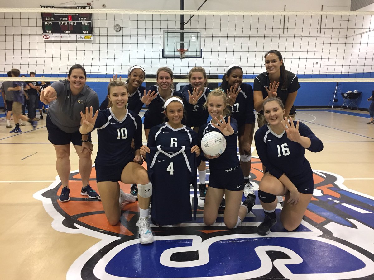 Victory #4 for our #4!!  So much 💙💛💙💛💙💛💙💛💙 for Ash!!!  Teamwork from CHS Varsity Volleyball 4-0!!