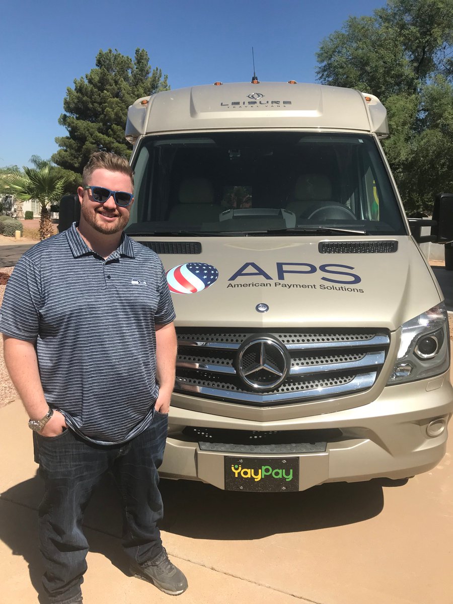 YayPayARV's tweet photo. On the road again!  #mARVin is traveling from Phoenix to San Diego with our sponsor @APSMerchants to visit partners this week!  The @goyaypay team is excited to drive through the desert for this partner road trip!  #WeLovePartners https://t.co/9ERom3sy52