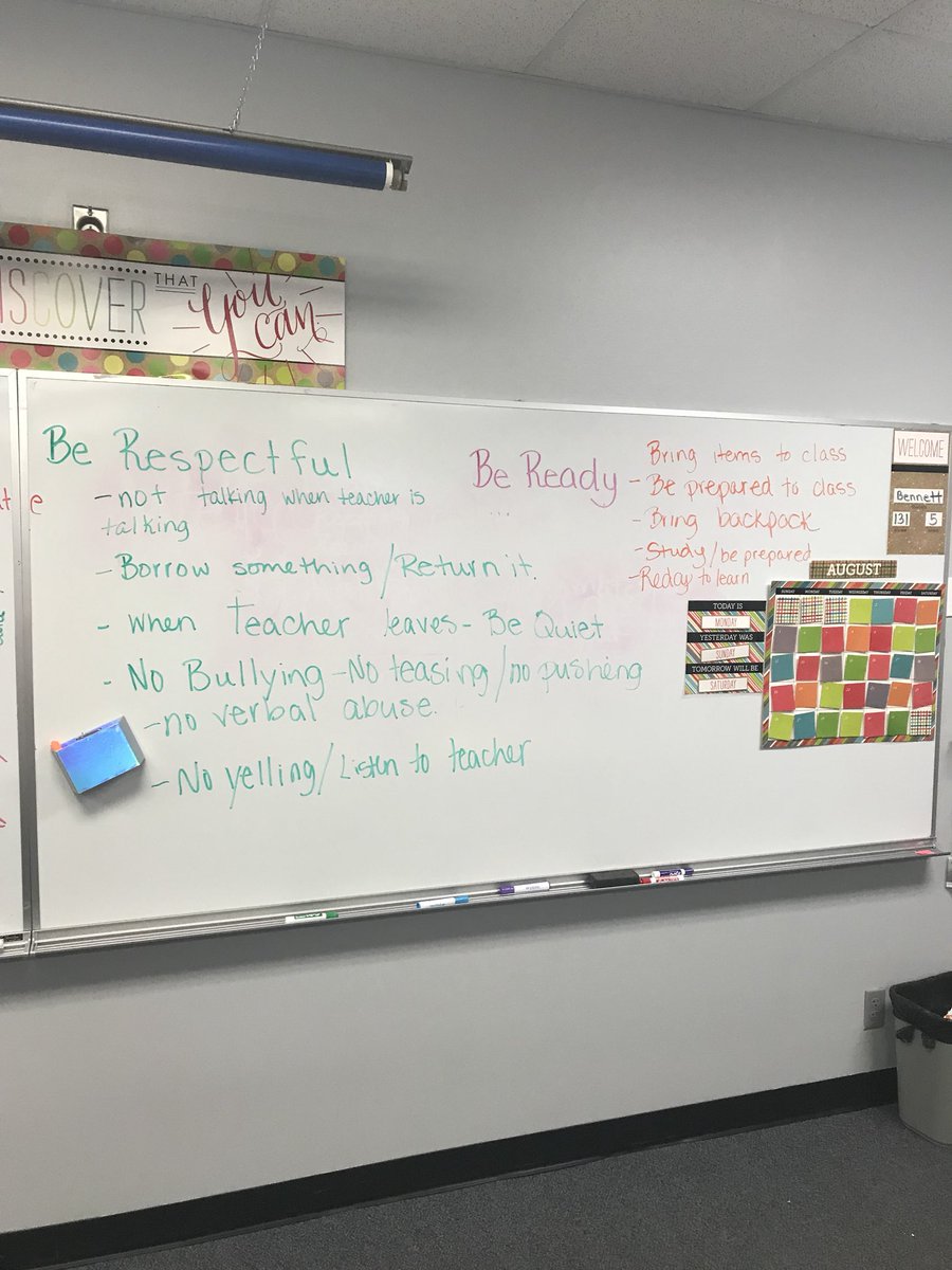 ReaderLeaderRB's tweet photo. First day of class. Starting off strong 💪🏼. Student led expectations! #5thGradeRocks #dolphins #100yearsofclass https://t.co/r030hg7XBo