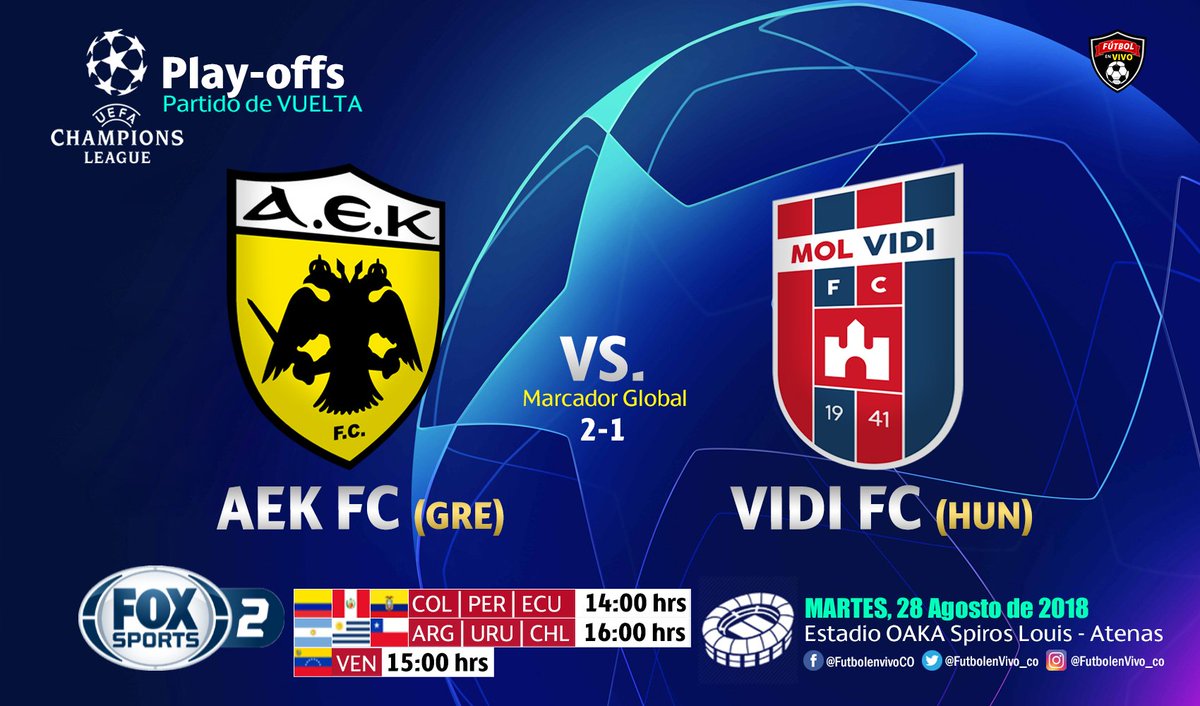 movisportsla's tweet photo. MARTES 📺▶ #ChampionsxFOX
#AEKAtenas 🇬🇷 🆚 🇭🇺 #VidiFC
Relata:🎙@yojulifernandez
Comenta:🎙 @waltersafarian
#ChampionsLeague #UCL ⚽🏆 https://t.co/7b0ZCfUiFg