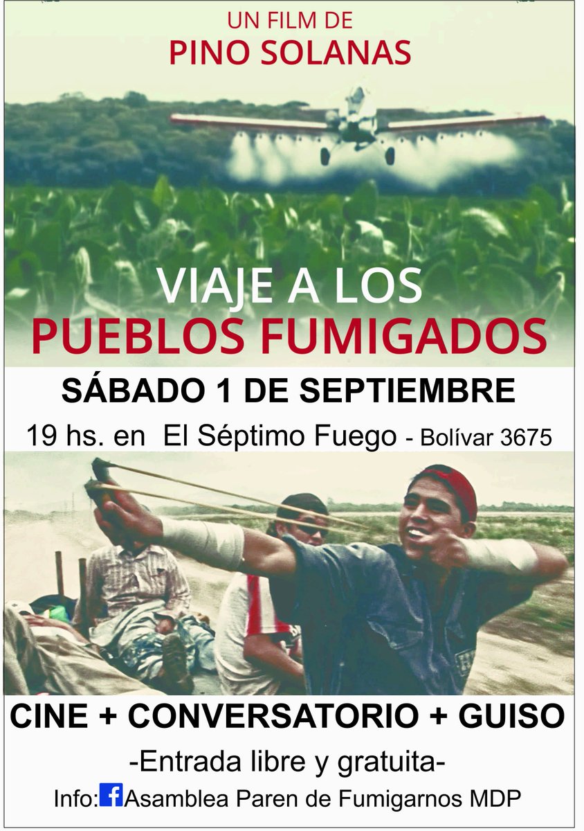 semillandomdp's tweet photo. #sabado 1 en #MarDelPlata Proyectamos "Viaje a los Pueblos Fumigados" #Agroecología @Noamonsanto @FMResidencias @MarDelPlataARG @FueraMonsantoYa  @radiodelaazotea https://t.co/IsTYpNmGiT