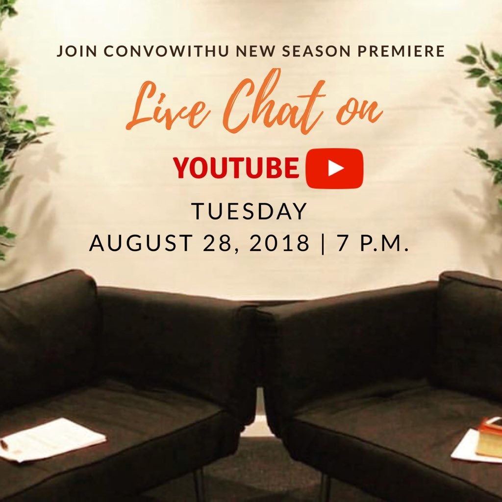 Convowithu's tweet photo. It’s a NEW SEASON on ConvowithU! Tune in tomorrow on our YouTube channel! See ya then. We’ll be doing a LIVE chat so jump right in! #talkshow #convo #new #Season2 https://t.co/p3hqm3fCh0