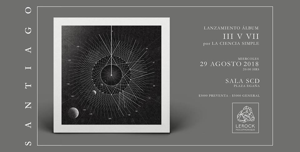lacienciasimple's tweet photo. Este miércoles lanzamos "III V VII" en Santiago.
La cita es en Sala SCD Egaña

-Apertura de puertas              19:30 hrs
-Show LA CIENCIA SIMPLE   20:00 hrs
#lacienciasimple #lerock #chanchodiscos #dunkrecords #newalbum #newrelease https://t.co/42dA7SBqlw