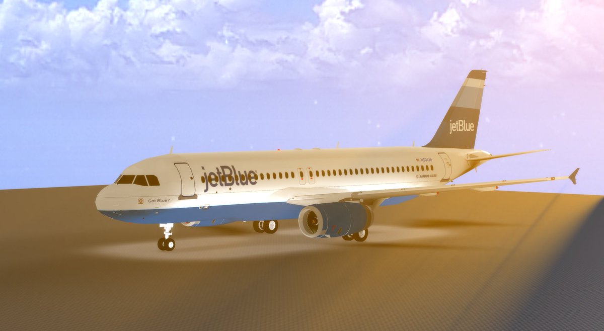 AvionBlue's tweet photo. A320-200 for @jetBlueAirRBLX is FINALLY complete! It's finally in operation! We've also tested it and it's magnificent.
3-3 config, IAE v2500 Engines.
Bigshoutout to @Hynautics for the aircraft.
#JetBlueForever
#JetBlue2018
#JetBlueStrong
#RobloxDev
#Roblox https://t.co/aOiLZh20GX