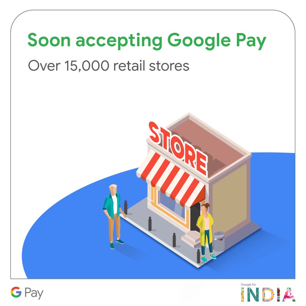 GooglePayIndia's tweet photo. From shopping in-store, to paying online, a lot of popular merchants will soon accept payments via #GooglePay. #GoogleForIndia https://t.co/lSRcypEiQg