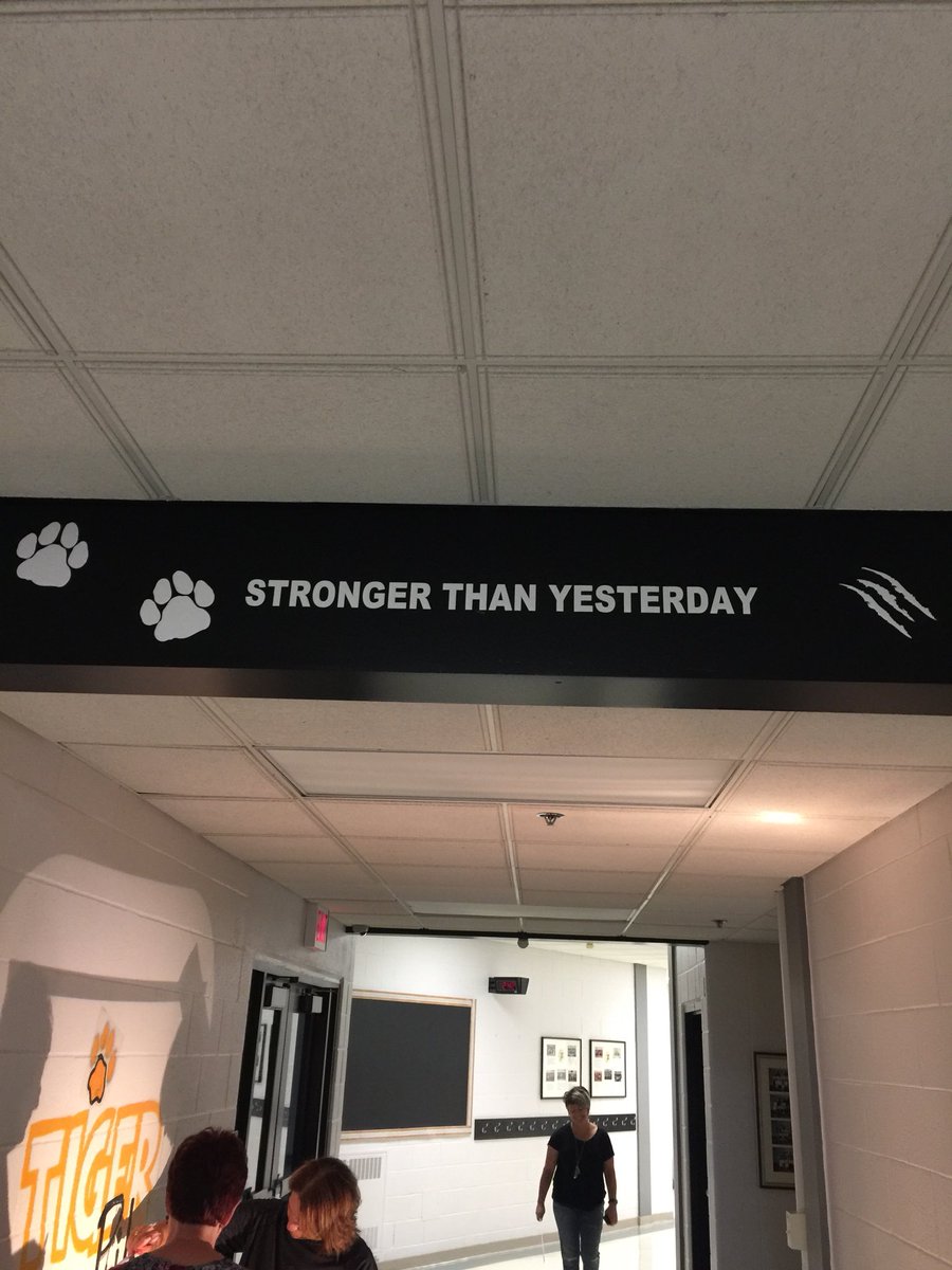 sshigehiro's tweet photo. @irvine_school staff putting up motivational quotes on the walls and beams. As the shop teacher I used machines to make my quote #cantpaint #faster https://t.co/GgVaDGJpzR