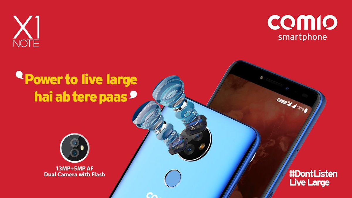 COMIO_IN's tweet image. Capture your special moments  with 13MP + 5MP dual rear camera to relive latter with all new #comioX1Note smartphone. #DontListen Live Large
Visit comio.in/smartphone/x1n… to know more.