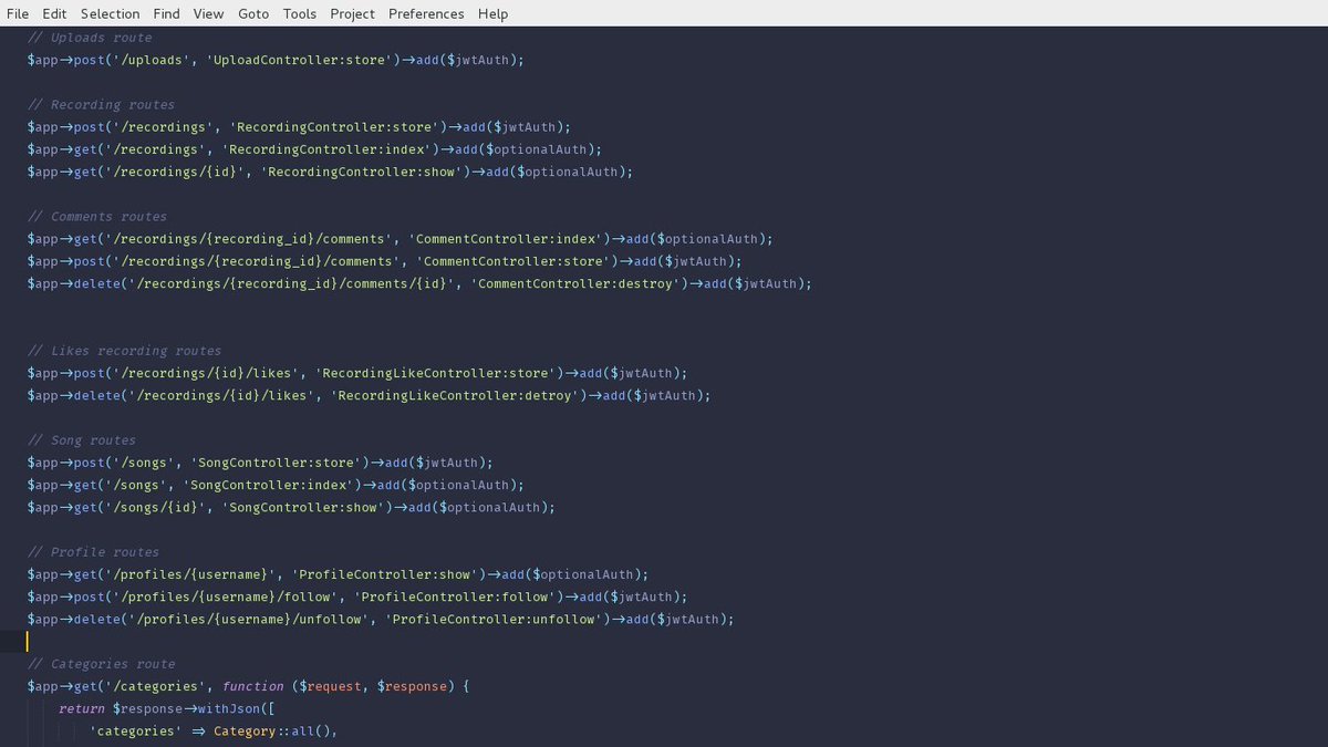 idlatest's tweet image. New week new project, early Monday morning #php #slimPHP #CodeRange