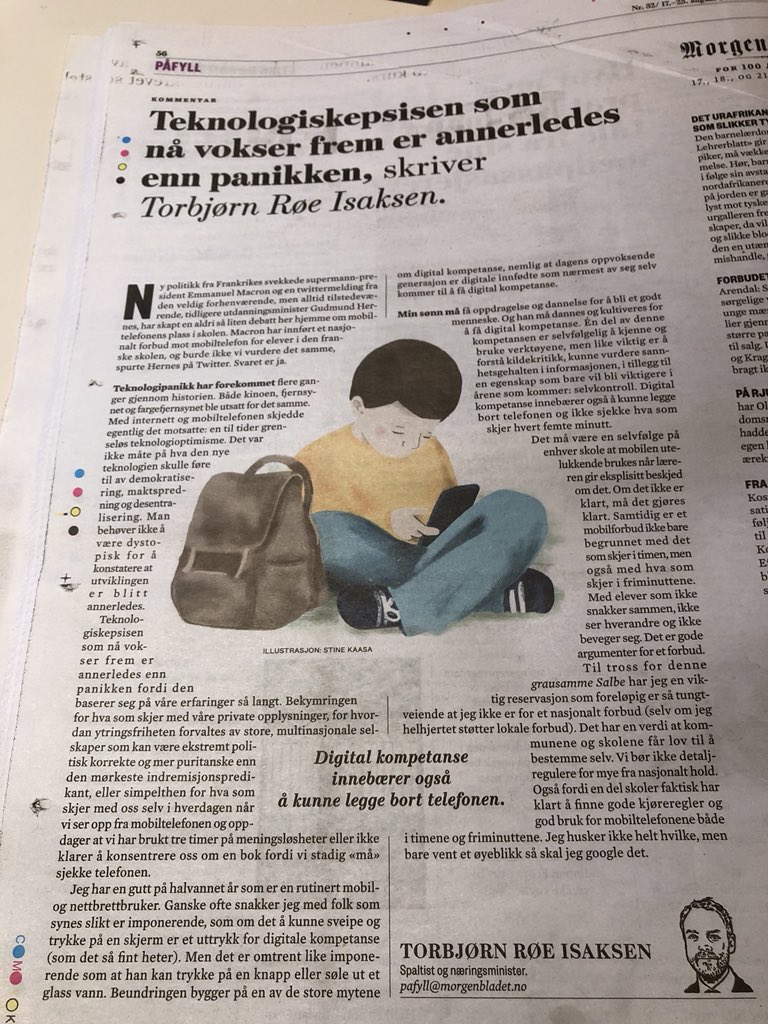 HeleneJorum's tweet image. Som om jeg skulle skrevet det selv, @konservativ. Baksidekronikken i @Morgenbladet for en uke siden. «Men like viktig er å forstå kildekritikk, kunne vurdere sannhetsgehalten i informasjonen, i tillegg til en egenskap som bare vil bli viktigere i årene som kommer: selvkontroll».