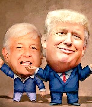 LR8MX's tweet photo. Ya se vienen los #memes del #pejinglish 
Brindando en el #ovalsalon 
#TepacheBourbon 
🇺🇸 🥂🇲🇽
#CreatividadALaMexicana 
#AMLO #Trump https://t.co/PfusHF5z1q