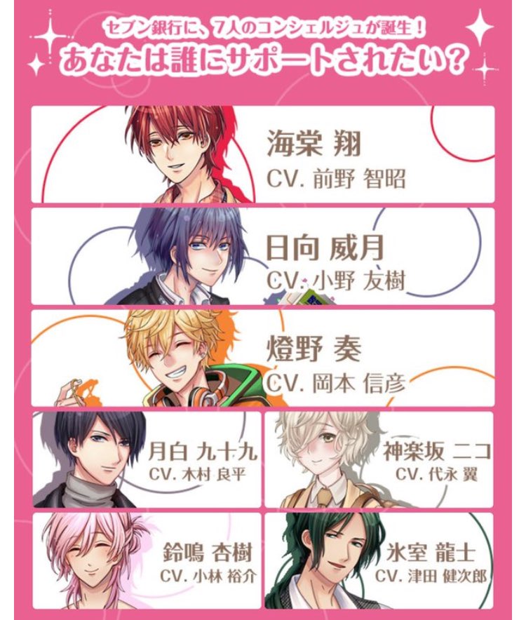 かおる Na Twitteru イケメンキャラの声優さんがatmの案内っていうニュース見てビックリなんだけどw 照れるやん でも良い W 声優さんブームなの イケメンキャラとかアイドルキャラとか昔無かった 今進んでるの イケメンからモテるアプリとかあるし セブン銀行