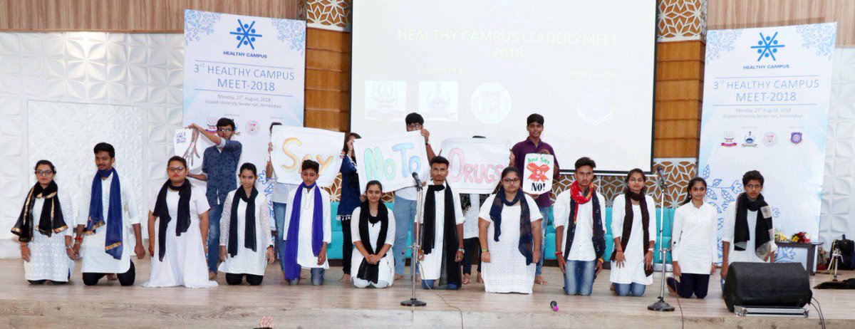 ncbazu's tweet photo. 3rd Edition of HEALTHY CAMPUS MEET organised by NCB at University Senate Hall on 27th August and more then 700 students joined hands for a DRUG FREE SOCIETY.

@dg_ncb  @narcoticsbureau  @ANI @PTI_News @sandeshnews @GSTV @abpasmitatv @TOIAhmedabad @dna https://t.co/uhuf2lKIEu