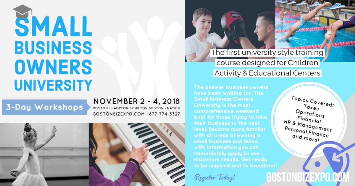 payroll_express's tweet image. The first university style training course designed for Children Activity &amp;amp; Educational Centers! 3 day workshops this November. More at bostonbizexpo.com #boston #smallbusiness #education #educationbusiness #swimschools #musicschools #gymnasticschools
