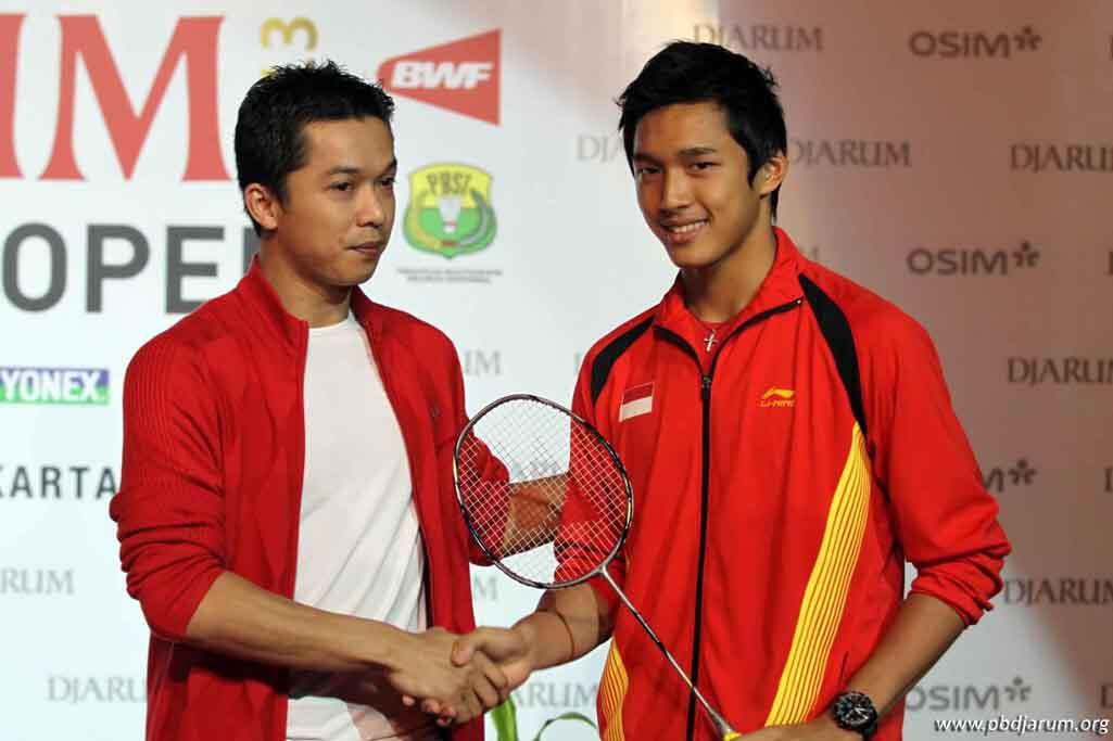 Taufik Hidayat dan Jonatan Christie