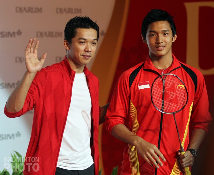 Taufik Hidayat dan Jonatan Christie