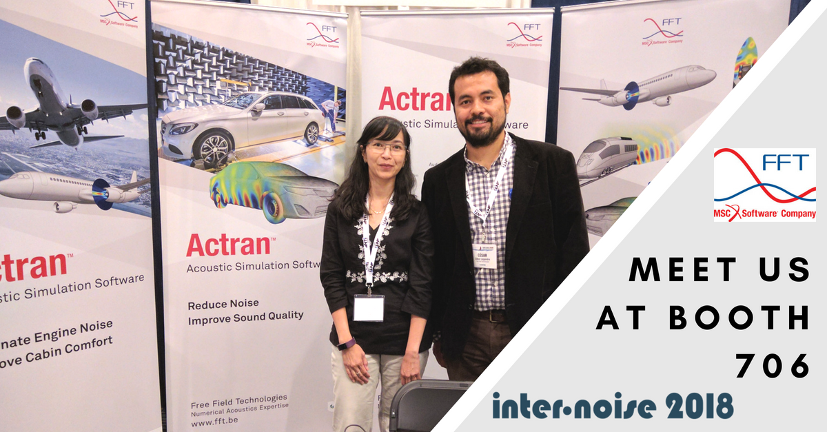 FFT_Actran's tweet photo. #InterNoise2018 has started!  Discuss about your next acoustic simulation solution with  Debbie Reeves  and César LEGENDRE at booth 706!  #Actran #Acoustic #Simulation #MSCSoftware https://t.co/XASZiH77ms