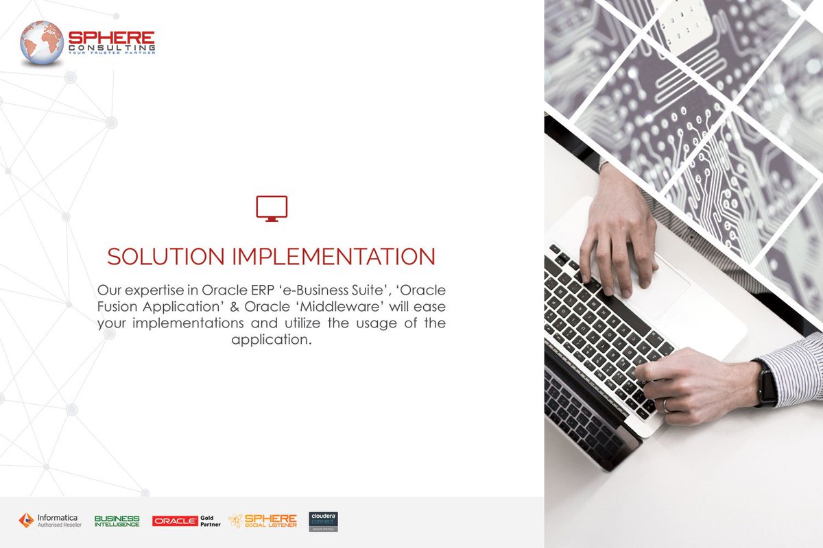 SphereConsultin's tweet photo. We're not just another solutions' company, we are the solution!
#Oracle #eBS #ERP #Middleware #Fusion https://t.co/T6IyDS6Wuo