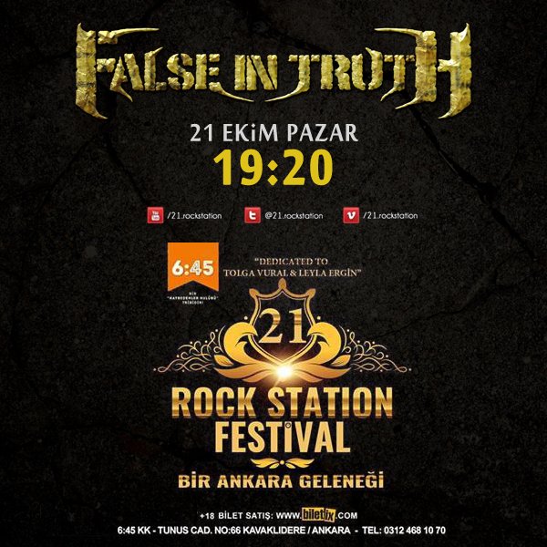 21 Ekim 2018 pazar günü Rock Station festivalindeyiz.