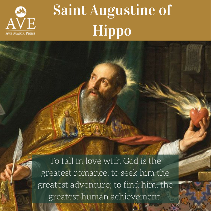 avemariapress's tweet photo. Saint Augustine, pray for us! 

"To fall in love with God is the greatest romance; to seek him the greatest adventure; to find him, the greatest human achievement."  

#PrayforUs #SaintoftheDay #FeastDay #saintaugustine #saintaugustineofhippo https://t.co/2YWxHdD6Zo