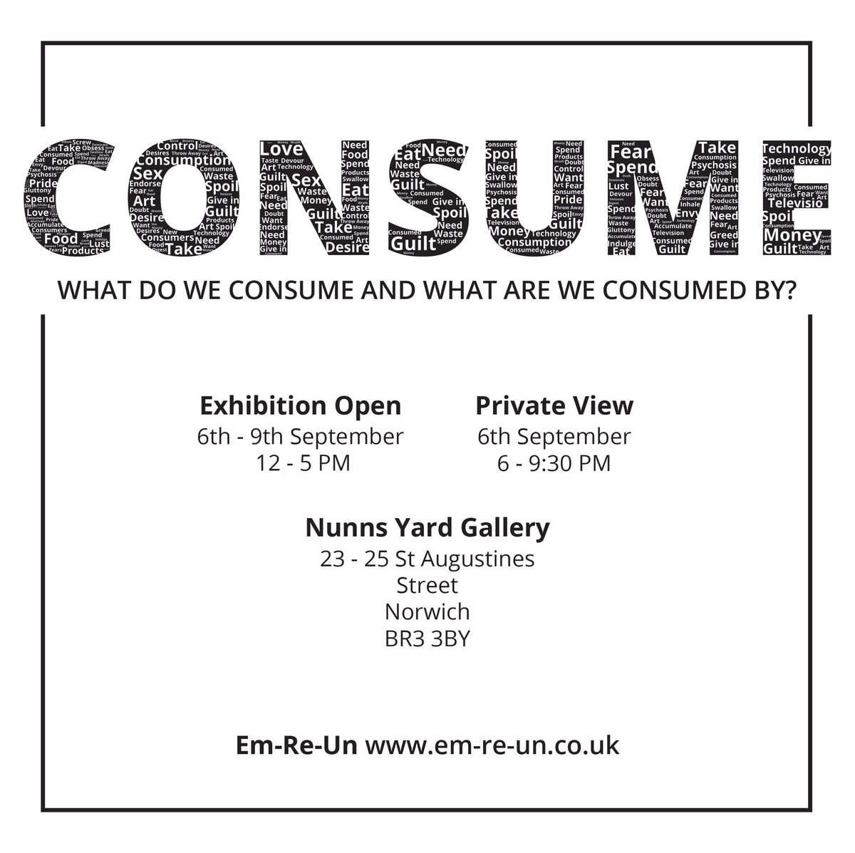 Next exhibition! Come along! #consume #exhibition #roannaseekings #fineart #contemporaryart #scultpure #ea