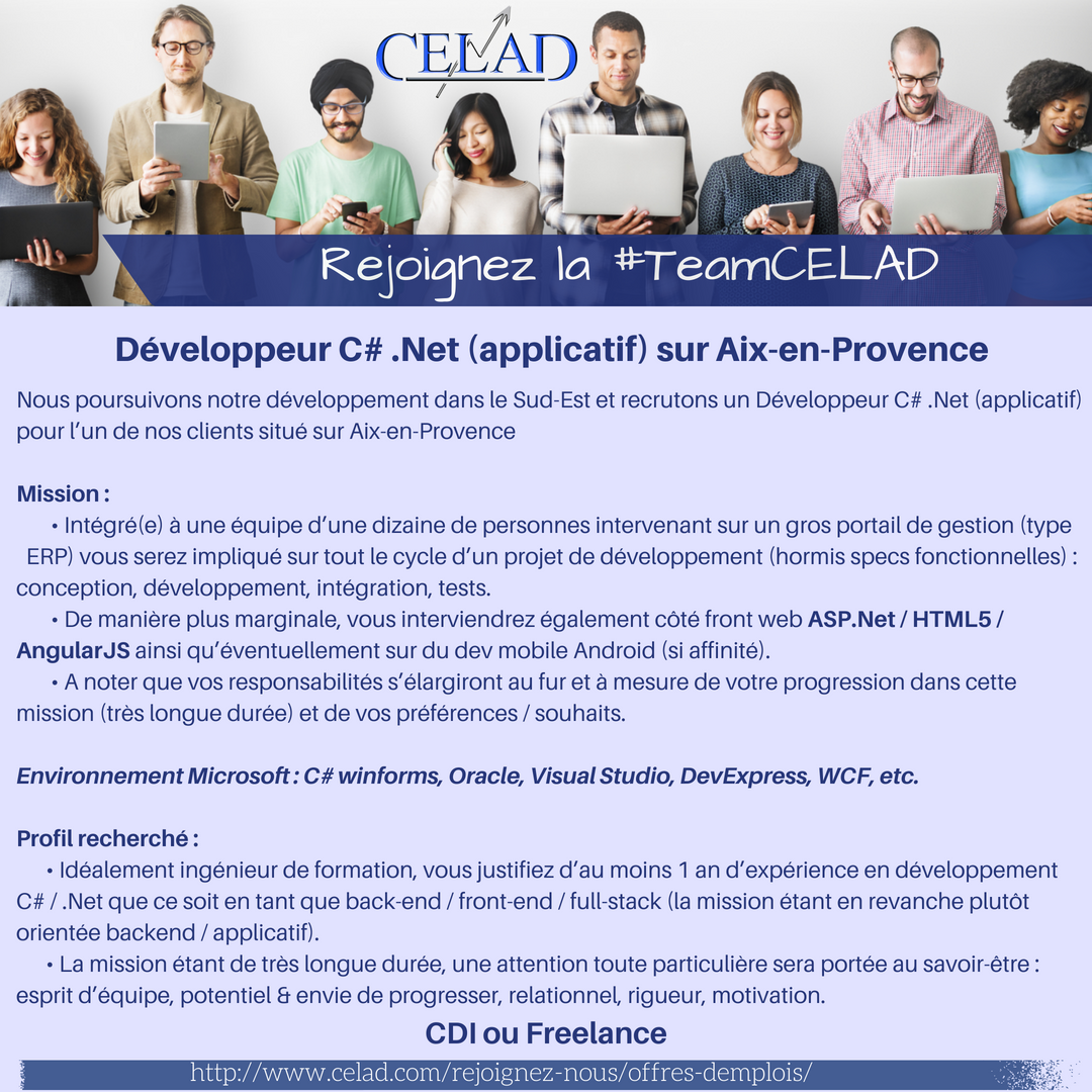 Ines_Berga's tweet photo. C'est bientôt la #rentrée, à vos CV ! 💼
L'agence CELAD d'Aix-en-Provence recrute un #Développeur C# .Net (applicatif)
#RejoignezlateamCELAD #Sudest #Aix #Ilfaitbeauilfaitchaud ☀️ https://t.co/BGDHV8Lgix
