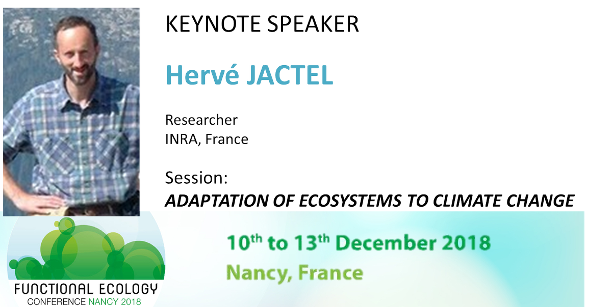 INRAE_Nancy's tweet photo. Invited Keynote Speaker  #functionalecology Hervé Jactel @Ubiogeco in @Inra_BdxAqui will presente the 2nd session "Adaptation of #ecosystems to #ClimateChange" ➡️https://t.co/KXWTJXbPtD @INEE_CNRS @Inra_France @sfecologie @labexARBRE #NFZforest https://t.co/MqcLhFJfJS