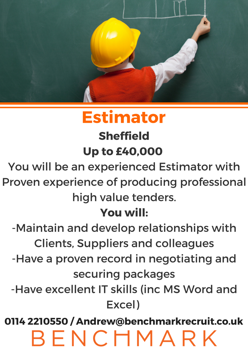 Benrectechnical's tweet photo. An exciting opportunity for an estimator looking for a new challenge #BMJobs #Sheffield #Construction https://t.co/XNyVwDoFrf