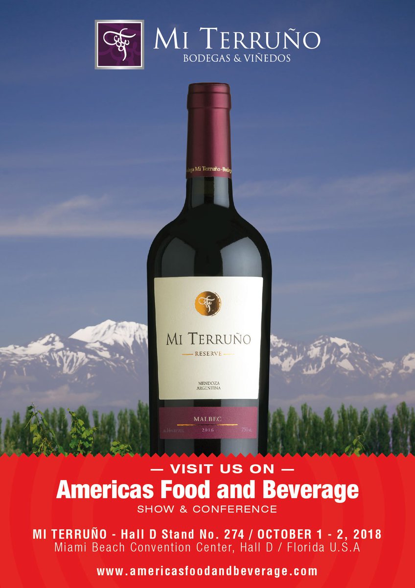 bodegamiterruno's tweet photo. Estaremos presentes en "22 Americas Food and Beverage, Show and Conference" este 1 y 2 de Octubre en Hall D, Stand numero 274 / Miami Beach Convention Center / Florida U.S.A.

Salud! https://t.co/J7KmlRRmuQ