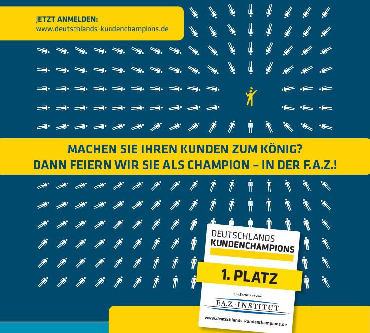 Jetzt anmelden! Der renommierte Wettbewerb von @DGQffm, @FAZInstitut und @2HMforum. deutschlands-kundenchampions.de